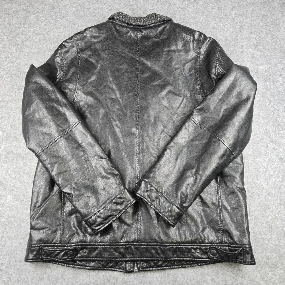 Levi's‎ Faux Leather Sherpa Fleece Lined Bomber Jacket Mens Size XL Black Biker